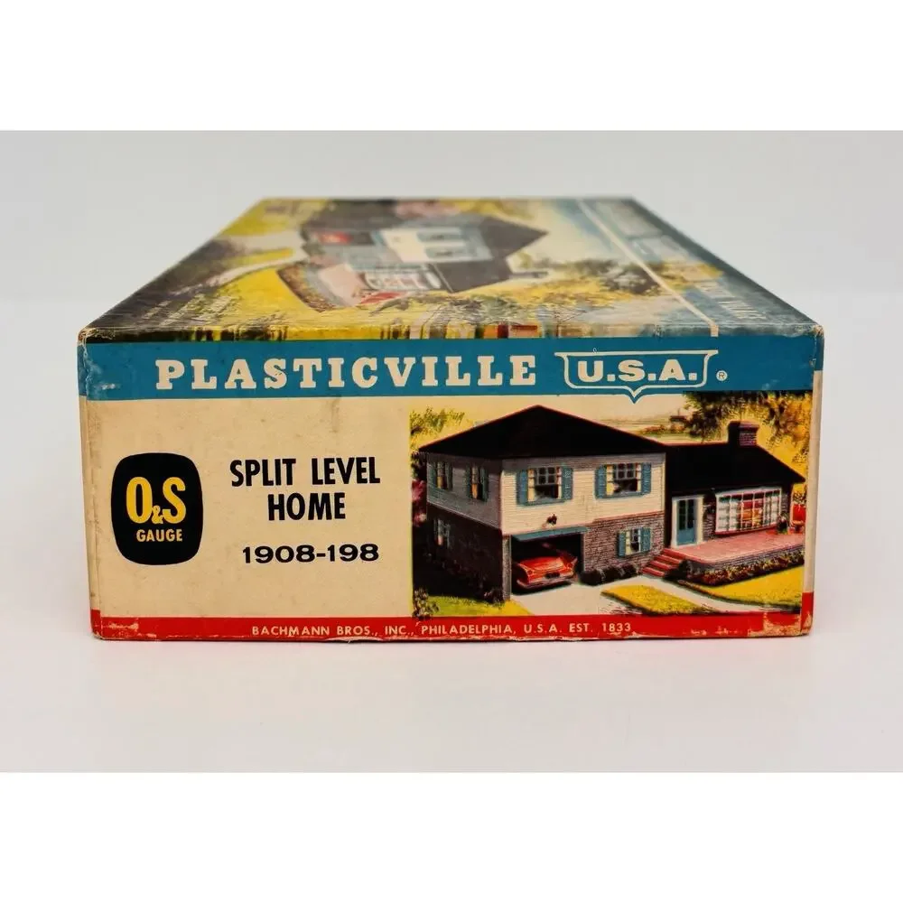 Plasticville O & S Gauge Split Level Home White Gray Charcoal Cream 1908-198